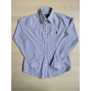 Polo by Ralph Lauren S Made in USA 100% Cotton Purple Stripe shirt Logo